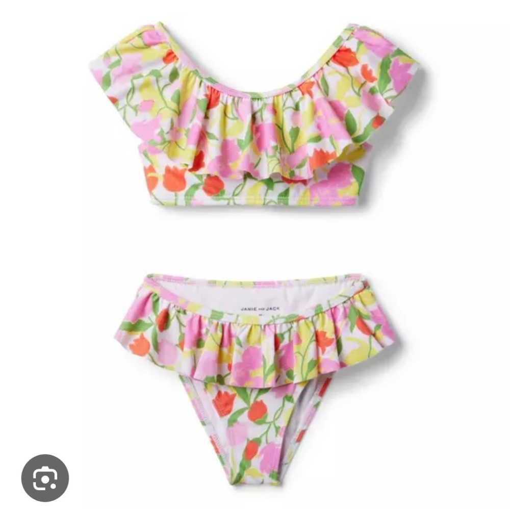 Janie and Jack Pink and Green Floral Bikini